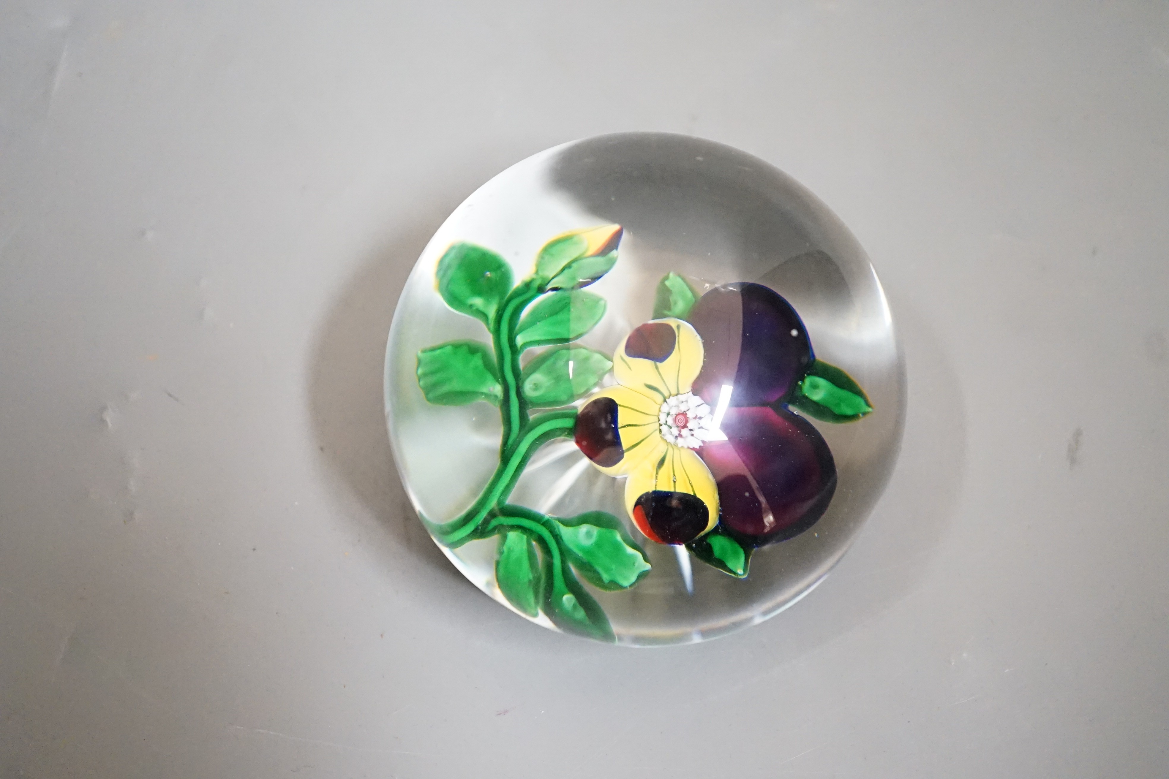 A 19th century Baccarat Pansy glass paperweight